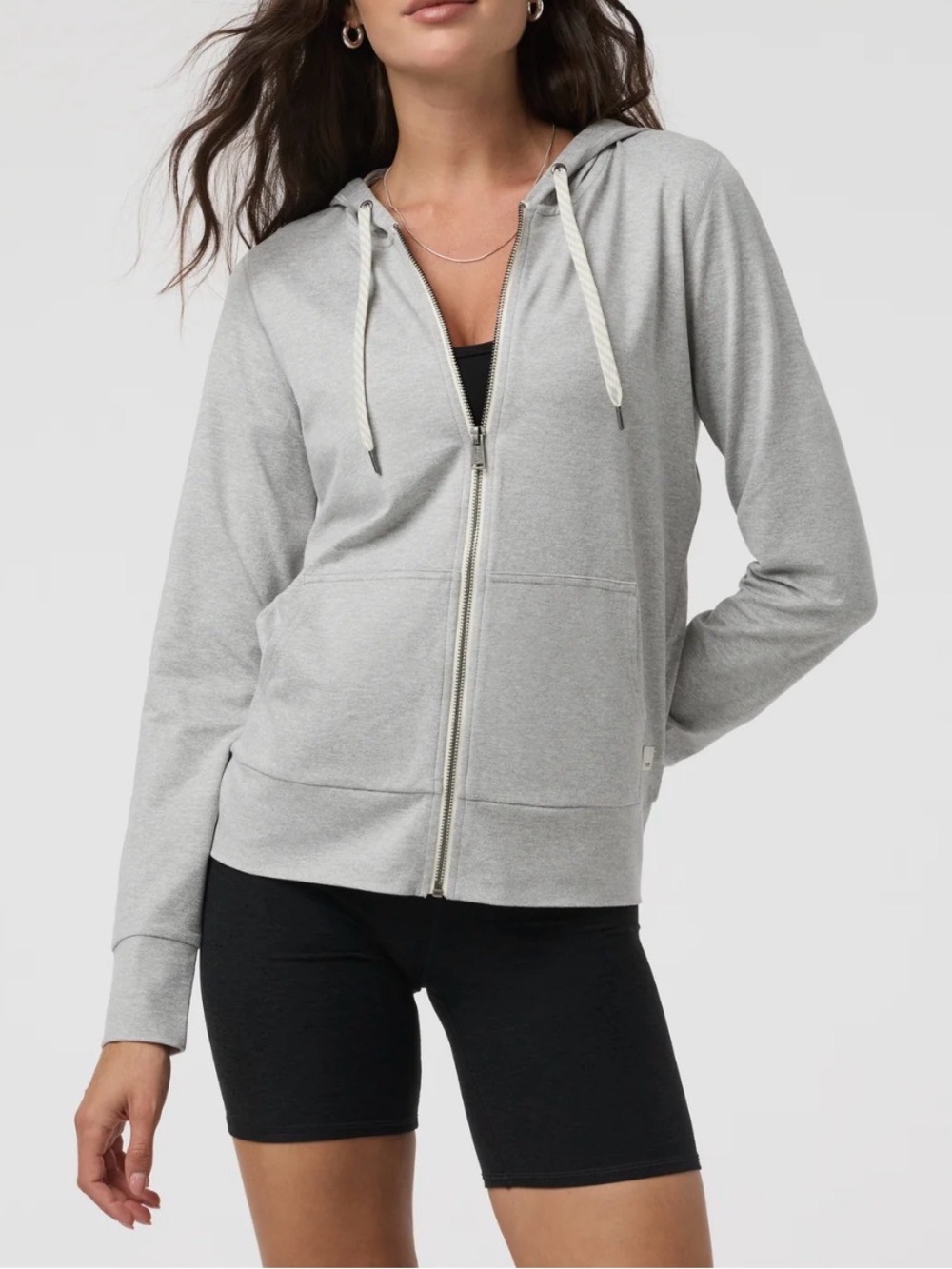 Vuori Light Gray Full-Zip Hooded Sweatshirt